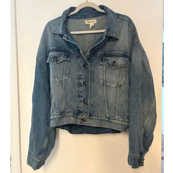 NWOT Madewell Relaxed Crop Jean Trucker Jacket in Billings Wash Size Small - Picture 4 of 9